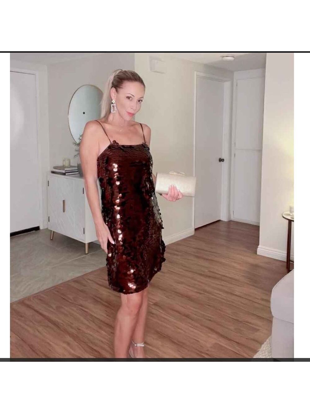 A New Day Sleeveless Paillette Mini Party Shift Dress – Silver – NWT – Size S